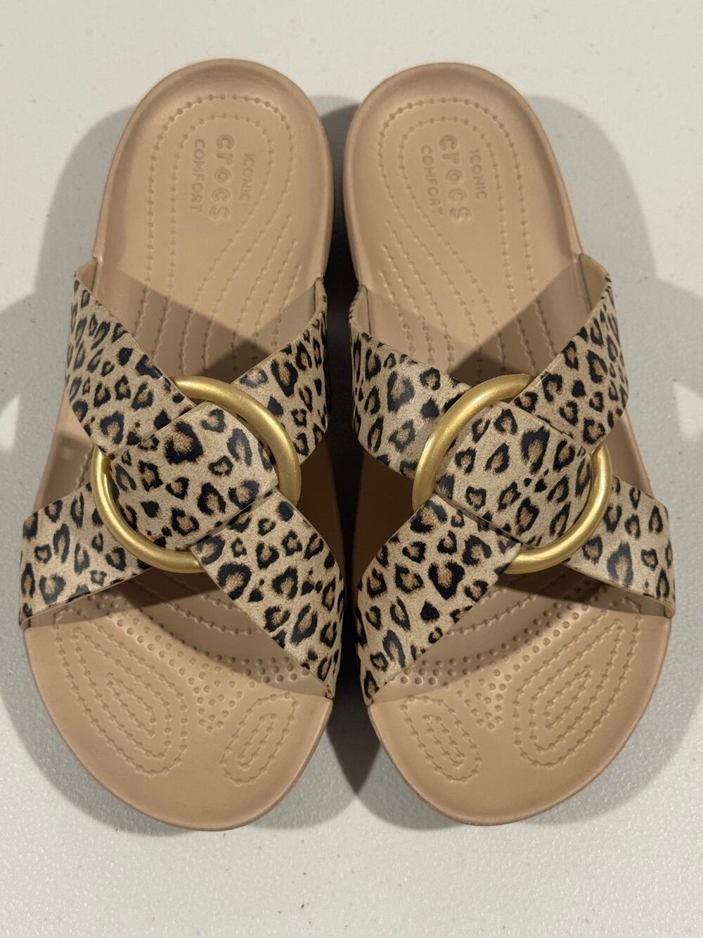 Leopard & Luxury: Wild Comfort: Crocs Serena Leopard Ring Slides Animal Print